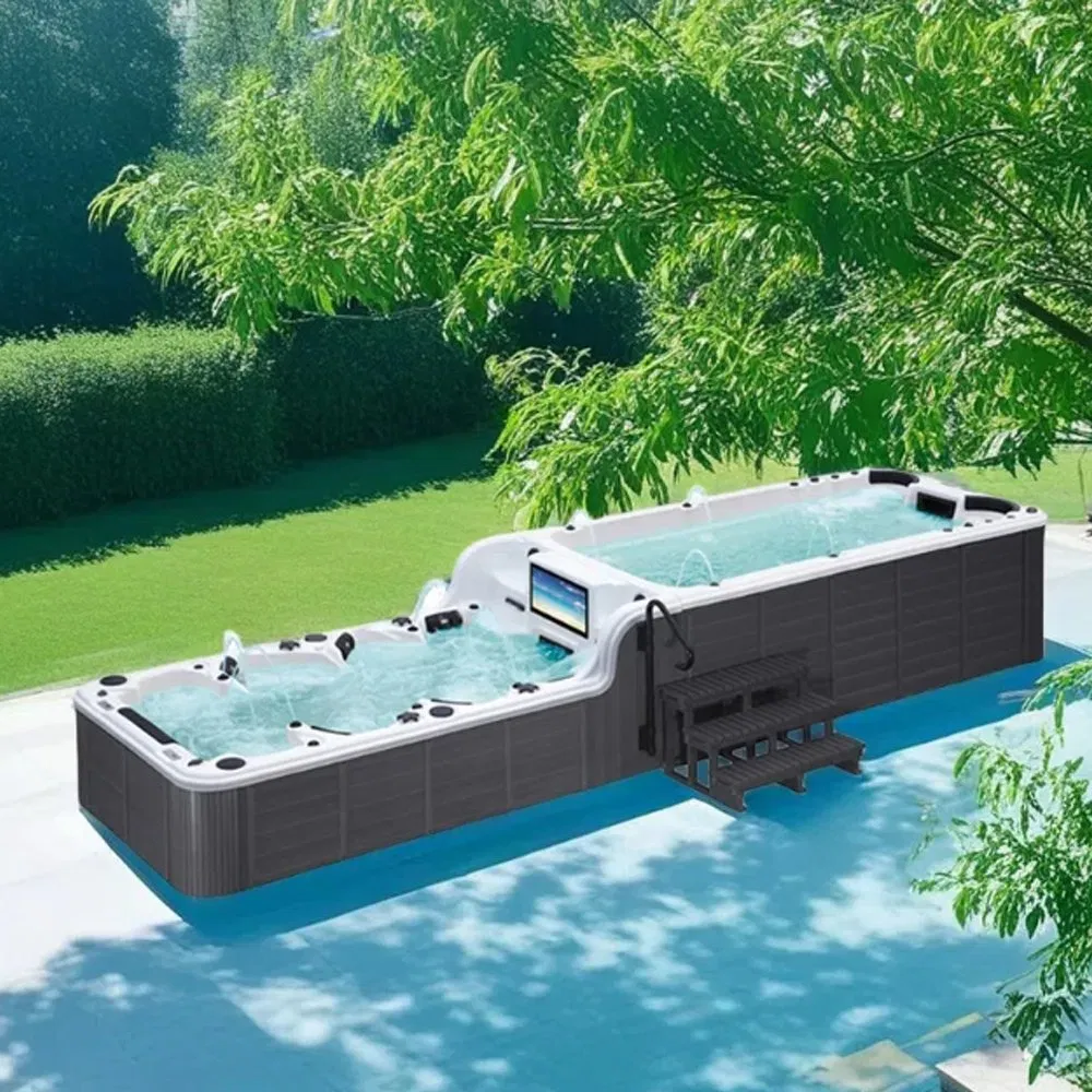12 Persons Luxury Hot Tub Swim SPA Pool Outdoor Dual Zone Acrylic Large Above Ground Swimming Pool for Gardens