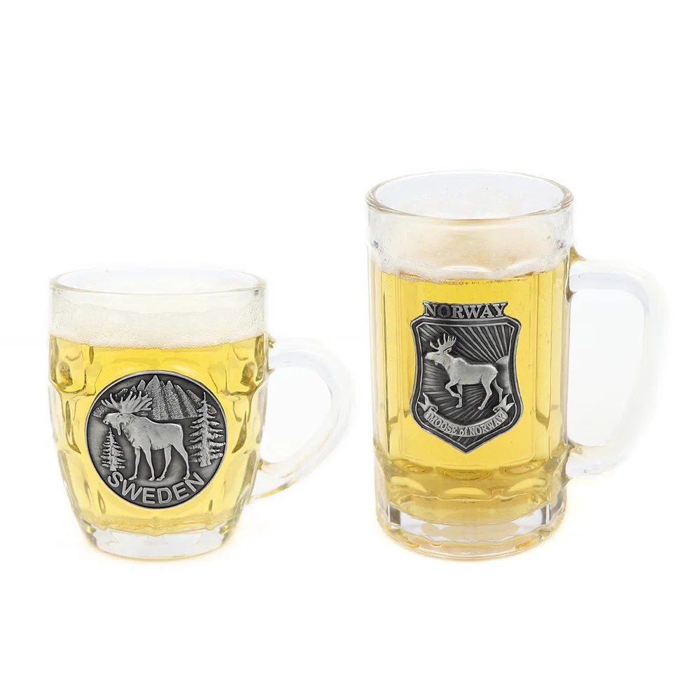 Wholesale Customizable Engraved Logo Glass Beer Mugs with Handle