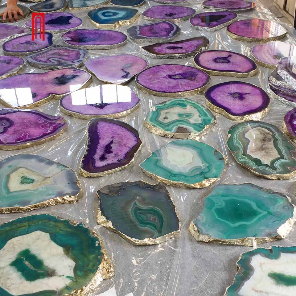 Modern Decorative Food Serving Tray Pink Agate Slice Cheese Platter