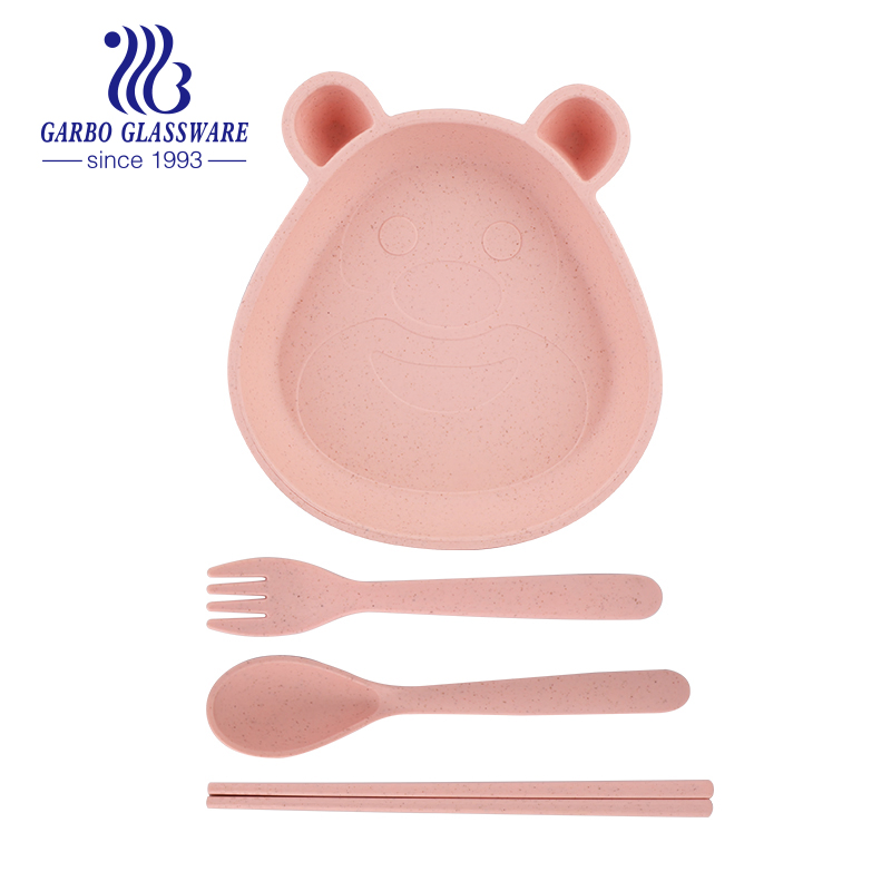 Nice Quality Green Healthy Wheat Straw Plates Biodegradable Wheat Straw Material Plates Reusable Plastic Plate for Children