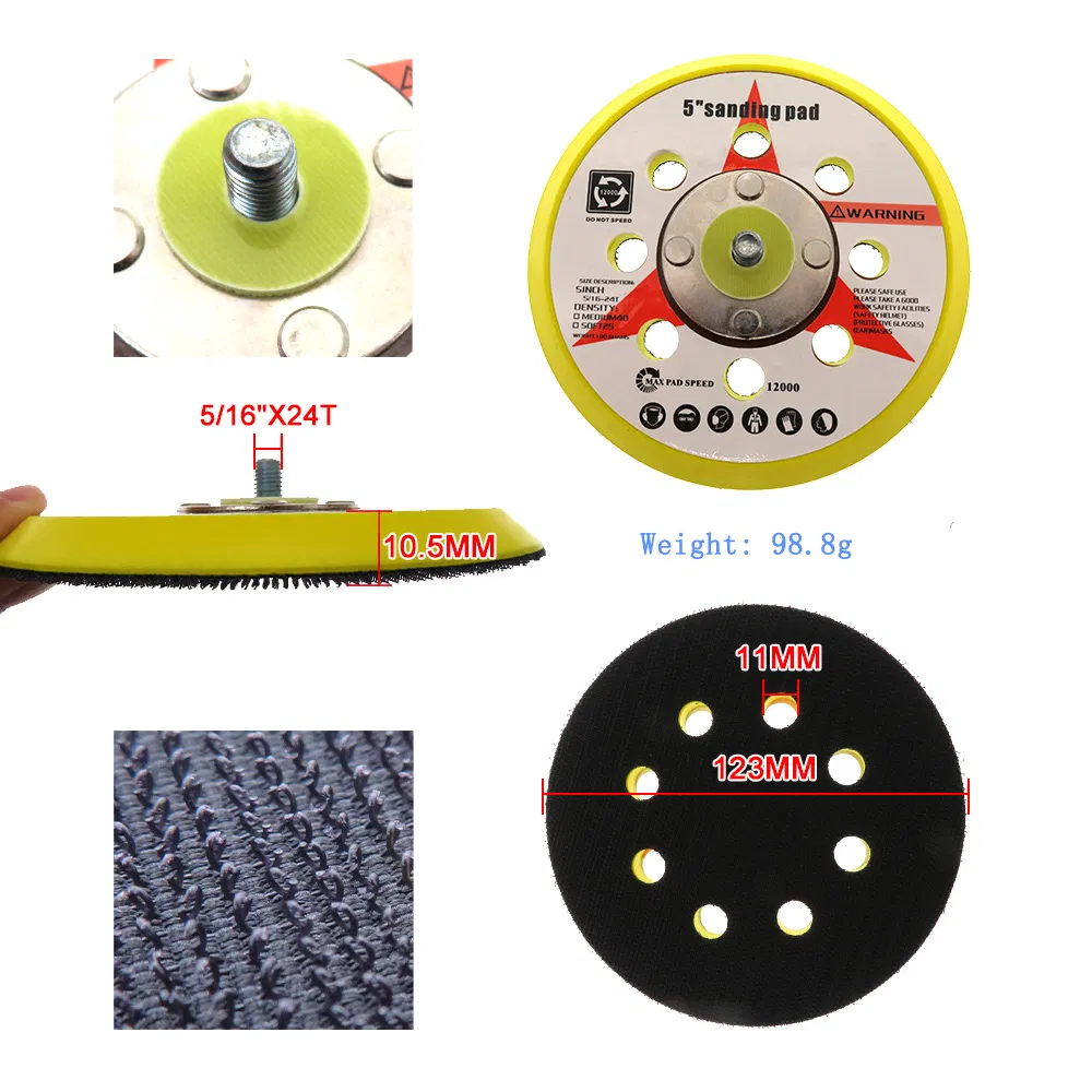 Пластиковая подложка для наждачки 125 мм, 8 отверстий