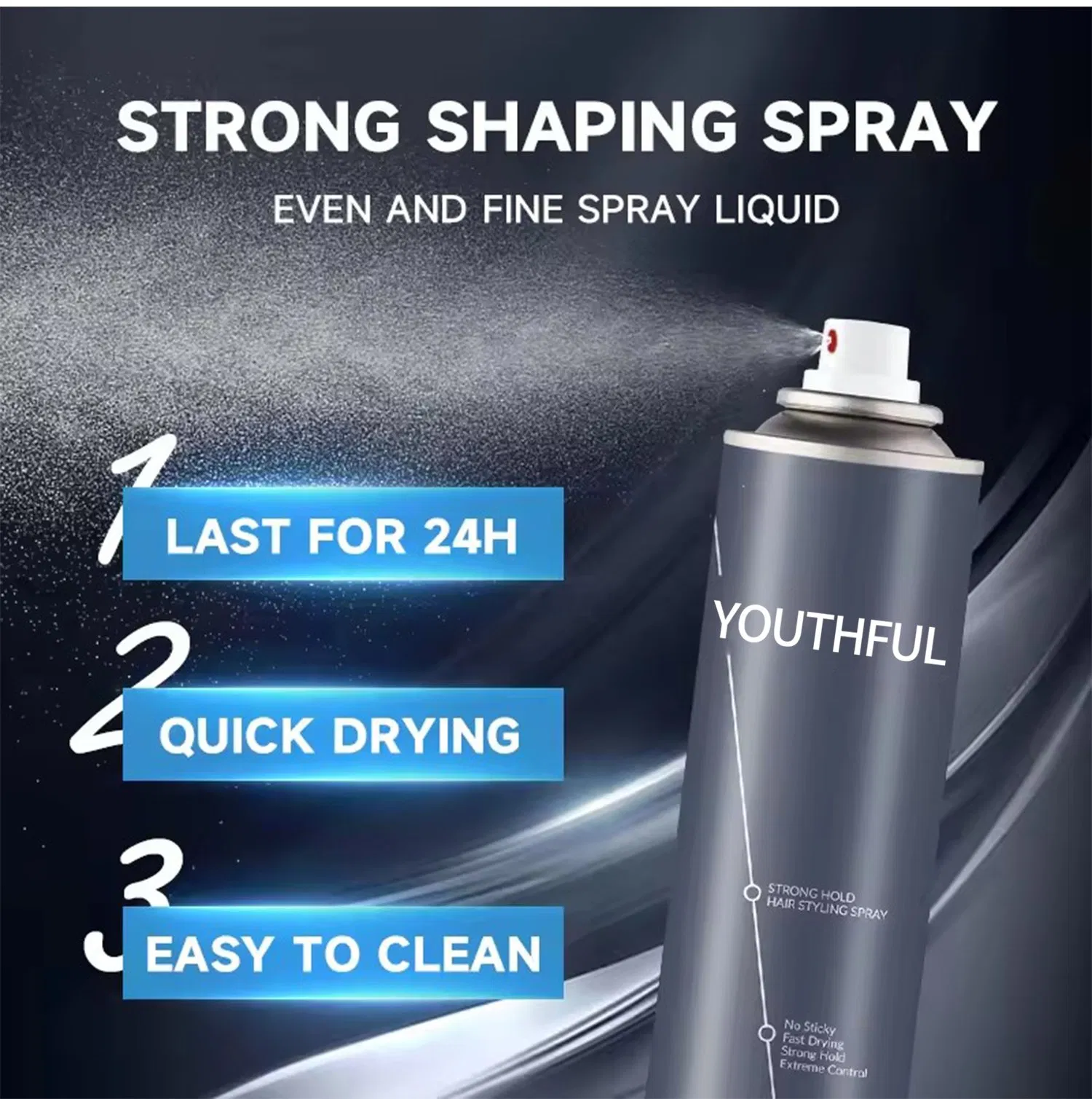 Custom Logo Texture Strong Hold Volumizing Barber Hair Spray