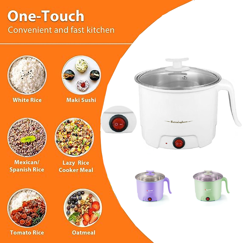 Kitchen Appliances 1.2L Household Electric Cooking Pot Food Processor Student Dormitory Cooking Noodle Pot Small Electric Frying Pot