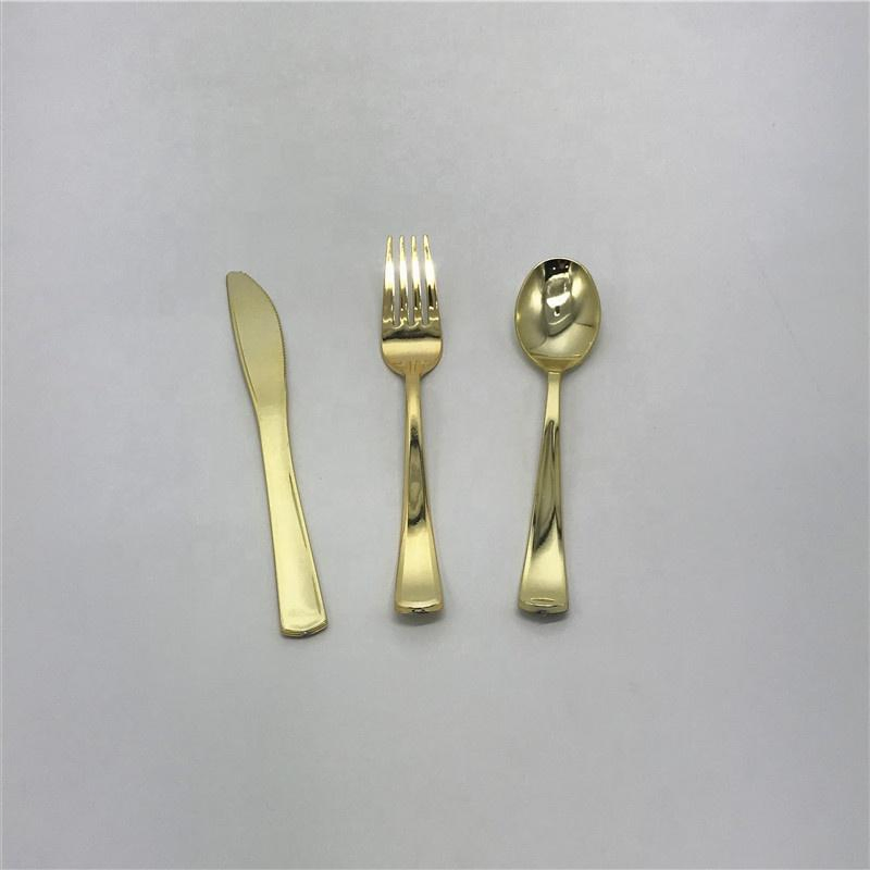 Heavy Duty Gold Rose Gold Plastic Cutlery Fancy Party Utensils Elegant Cutlery BPA Free Luxury Cutlery