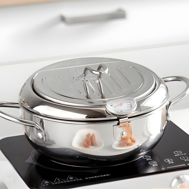 Japanese-Style Deep-Frying Oil Filter Pan Specifically Tempura Cooking Pot