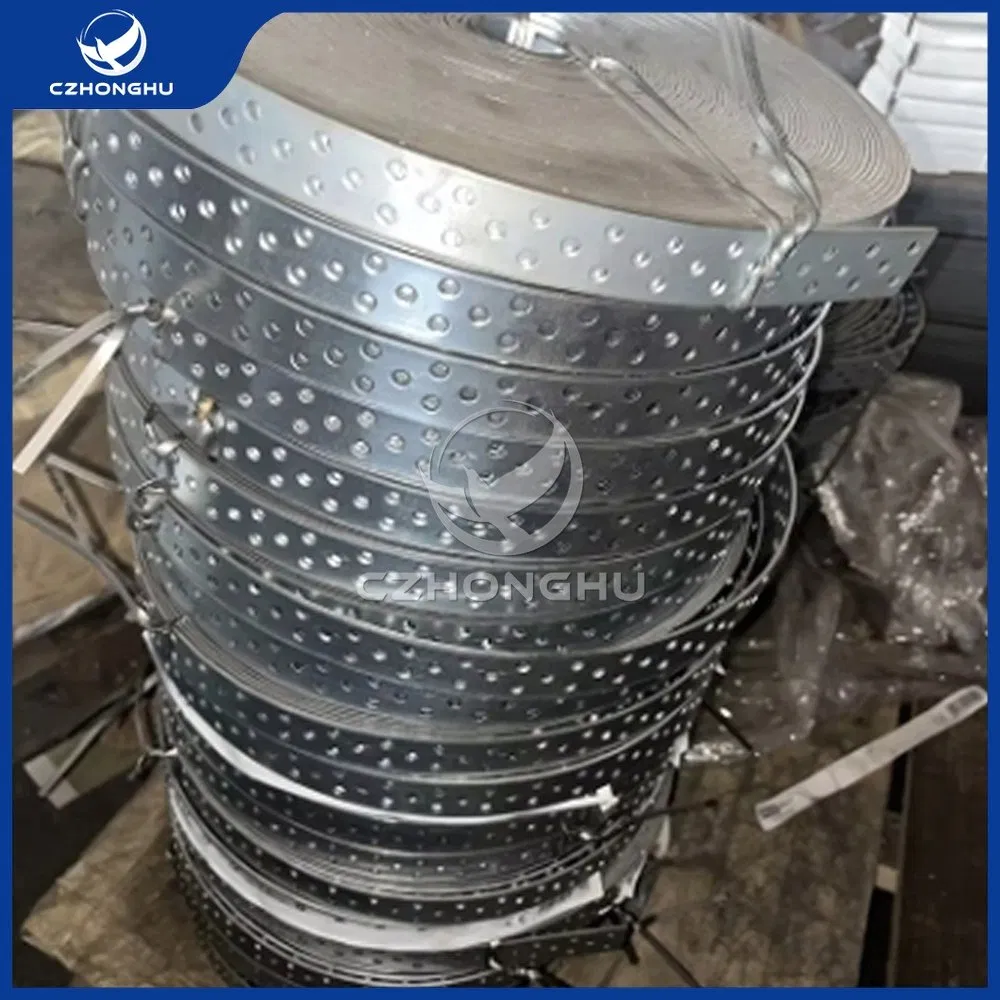 Czhonghu Factory Direct Sales 80 Kg- 450 Kg Load Capacity Galvanized Strapping Steel Fixing Perforated Steel Strip Band