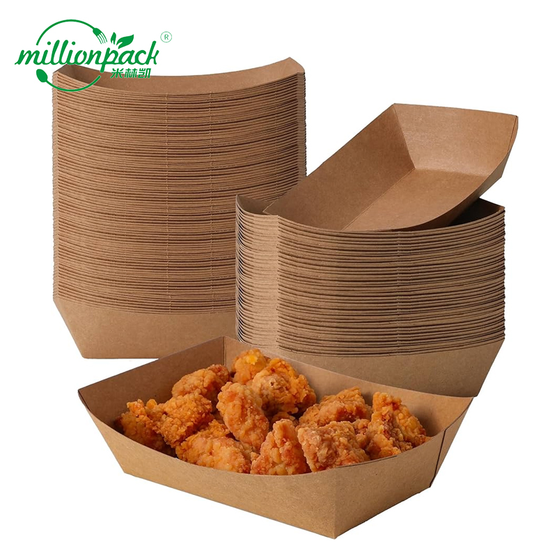 Eco Disposable Kraft Paper Food Tray for School Lunch and Cafeteria Use
