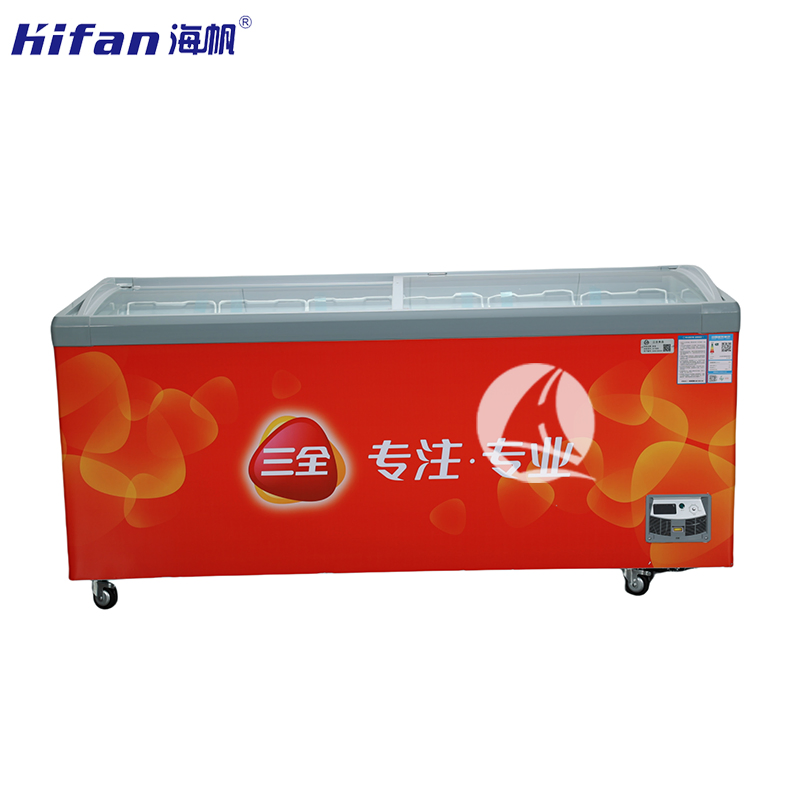 Custom Deep Freezers Commercial Sliding Glass Door Chest Station Shop Ice Cream Supermarket Display Refrigerator Island High Quality Convenience Store Freezers