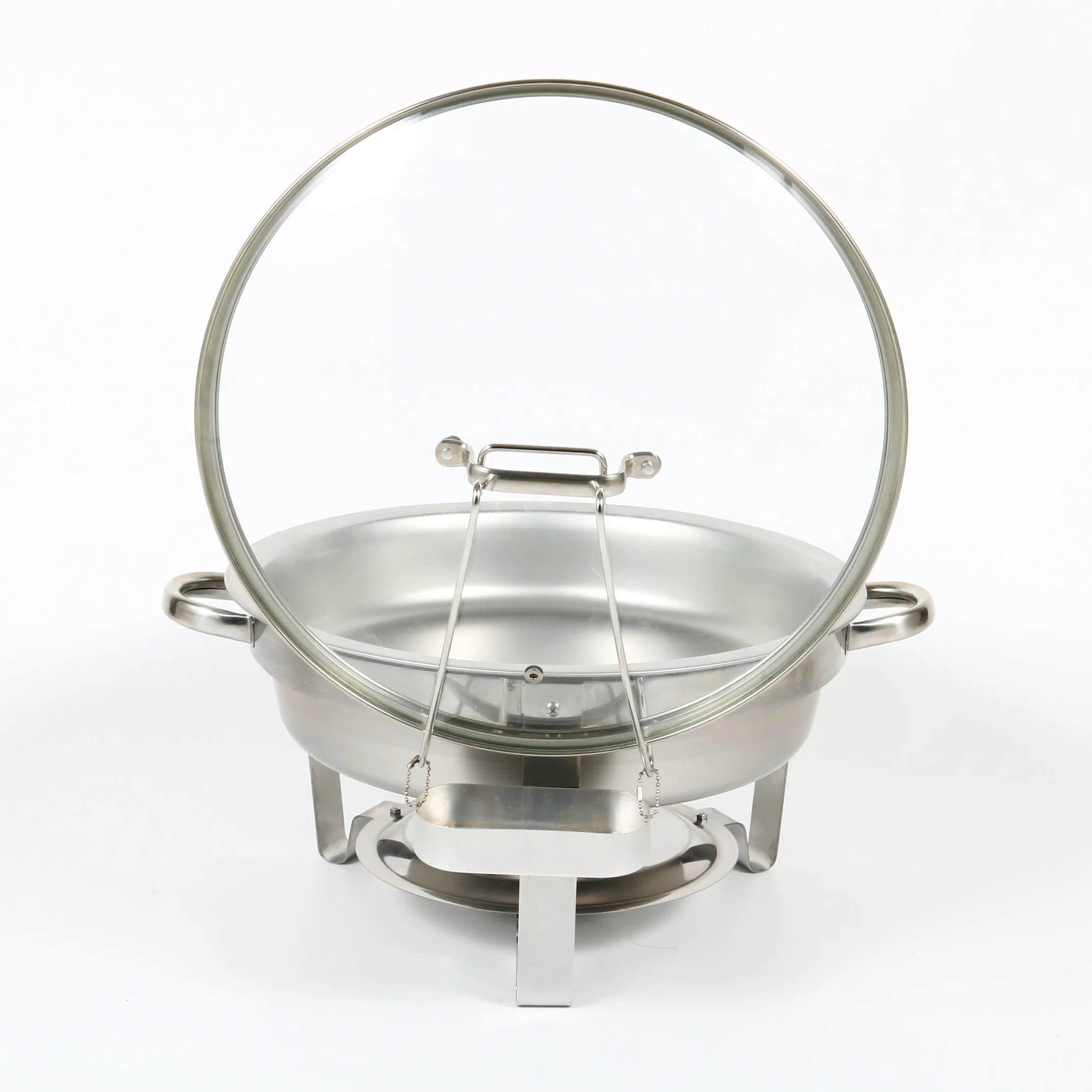 Round Stainless Steel Chafing Dish with Glass Lid