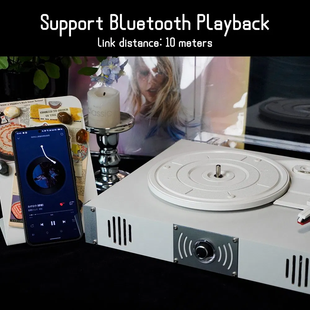 Ретро-проигрыватель винила с Bluetooth, 3 скорости, деревянный корпус