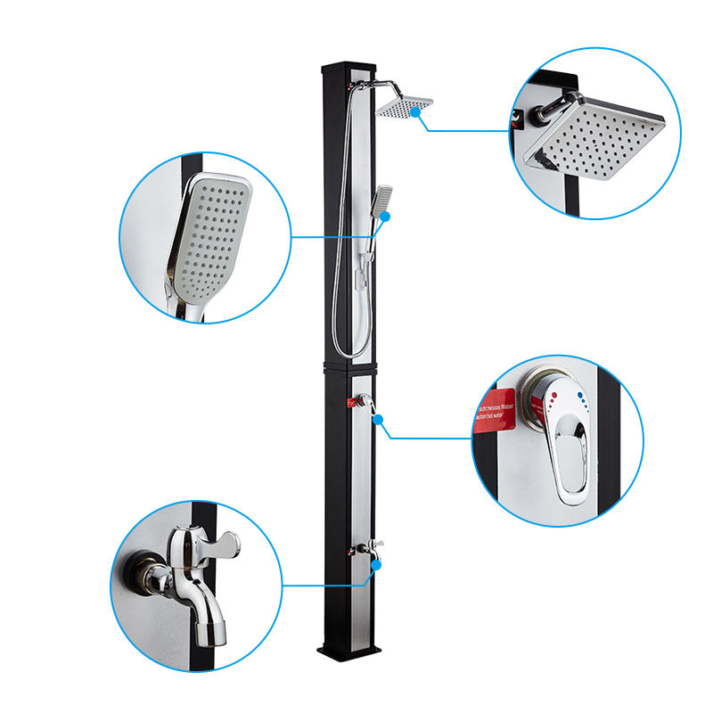 40L Large Capacity Square Outdoor Garden Swimming Pool Solar Stainless Steel Shower