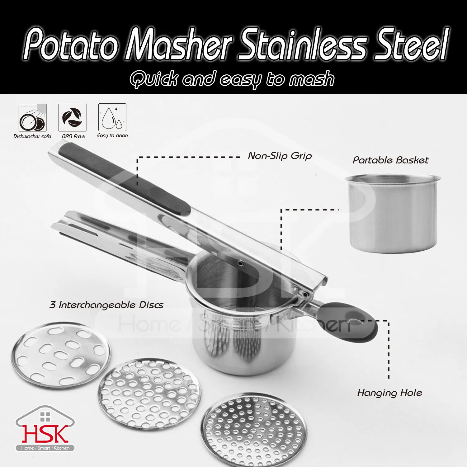 Stainless Steel Potato Masher Ricer Kitchen Tool