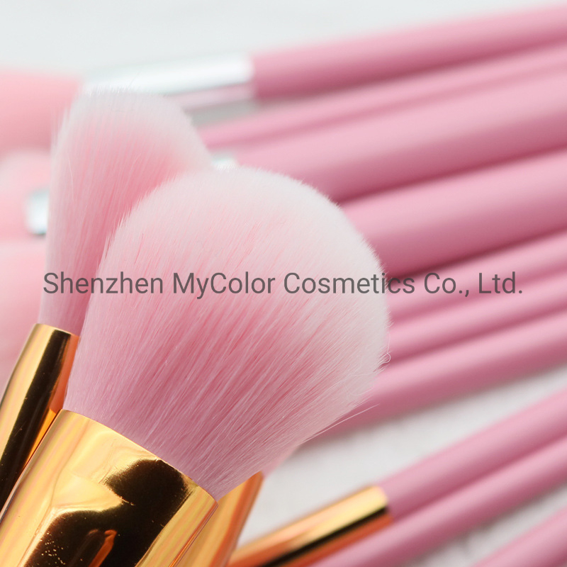 Custom Logo Makeup Brushes 10PCS Pink Brush Set Powder Fan Eyelash Curler Brush Maquiagem