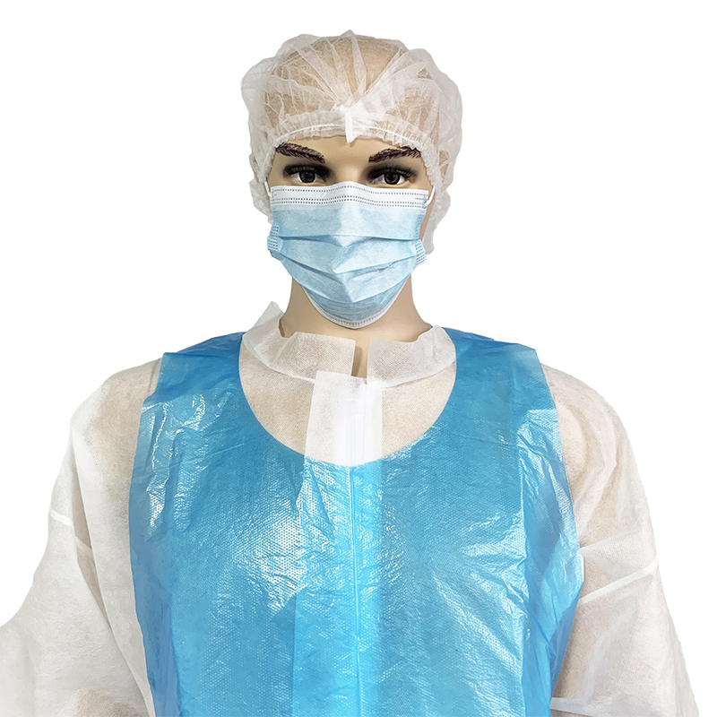 Food Processing Disposable LDPE Blue Machine Made Polyethylene Sleeveless Plastic Waterproof PE Apron