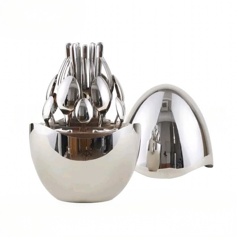 24/36 Piece Luxury Silverplated Cutlery Set in Egg Case Stainless Steel Flatware Set for Gift Box