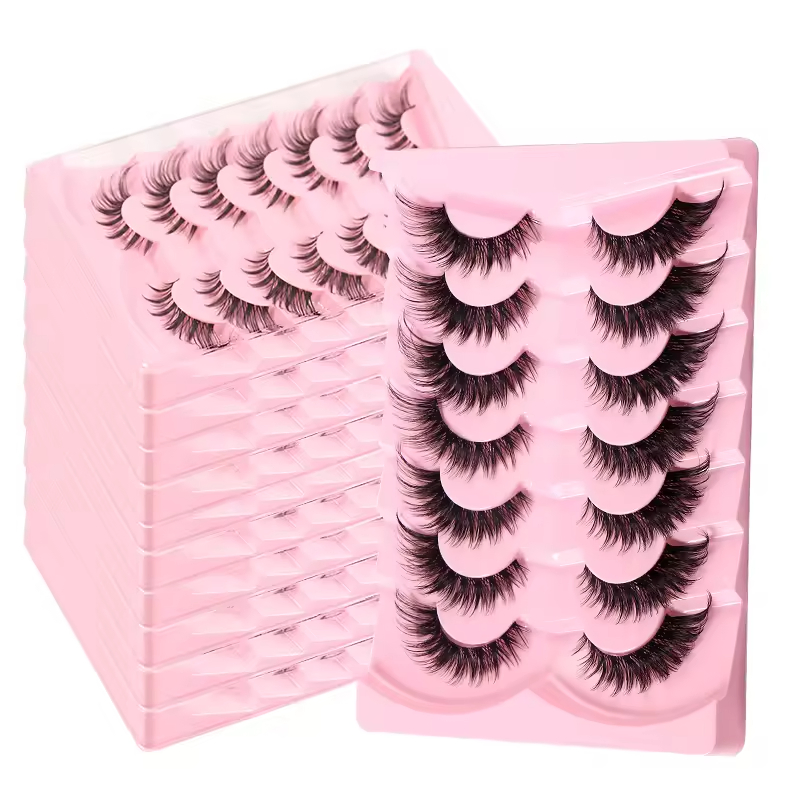 Wholesale 7 Pairs 100% Handmade 8d Faux Mink Lashes Natural Cat's False Eyelashes