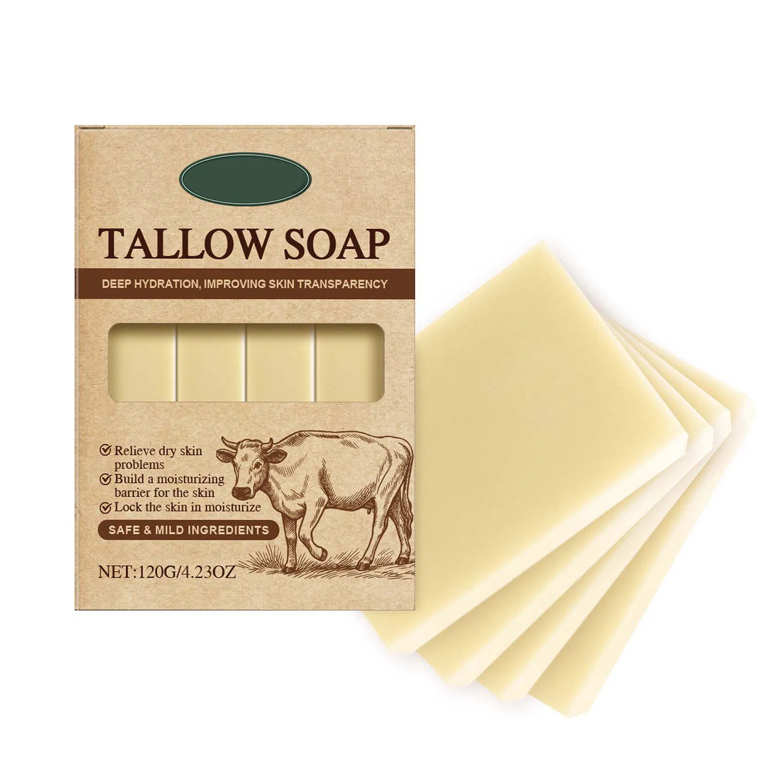 Custom Bath Soap with Tallow for Face Body Care Sensitive Skin Vegan Moisturizing Face Whitening Halal Tallow Soap