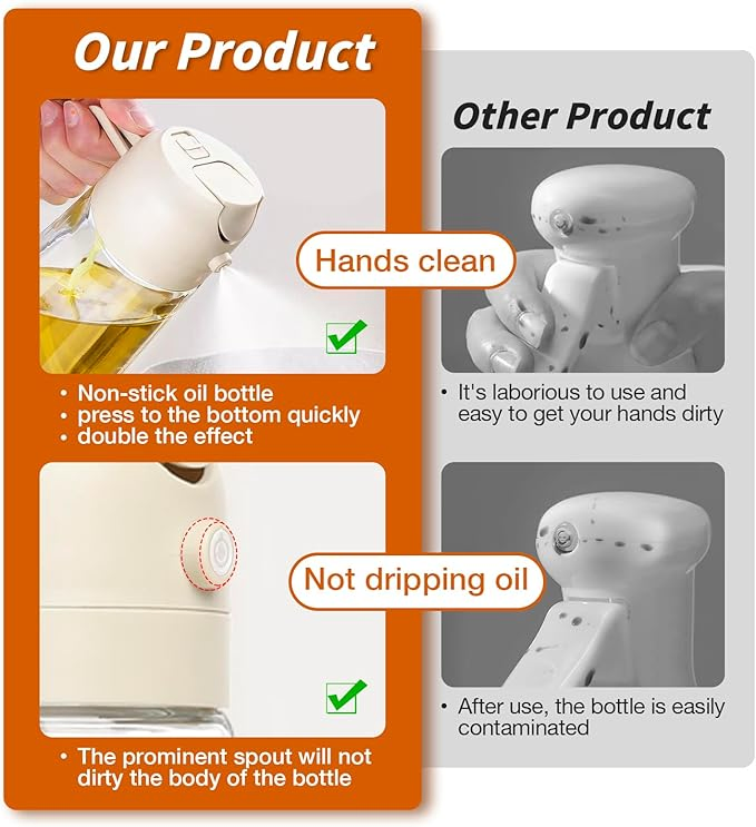 Portable Oil Spray Bottle, Spray Oil Pour Oil Two-in-One, Reduce Fat Oil Spray