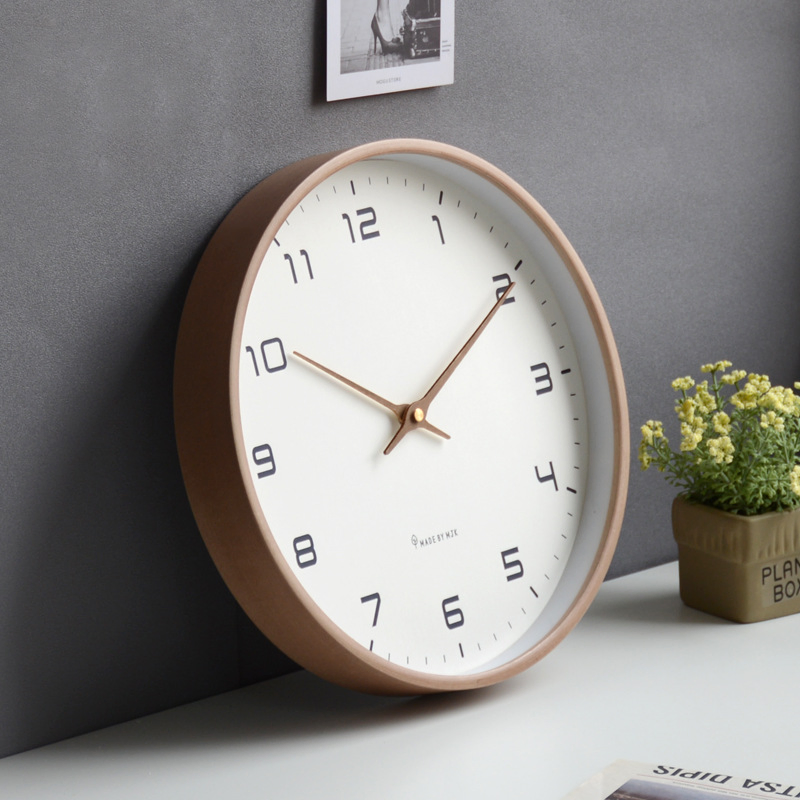 Home Decoration Nordic Solid Digital Wood Simple Living Room Wall Clock