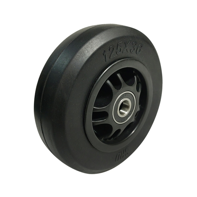 5-Inch (125 mm) Solid Rubber Wheels, Medium-Duty Casters with a Smooth Surface, Suitable for Handcarts, Toolboxes, etc.