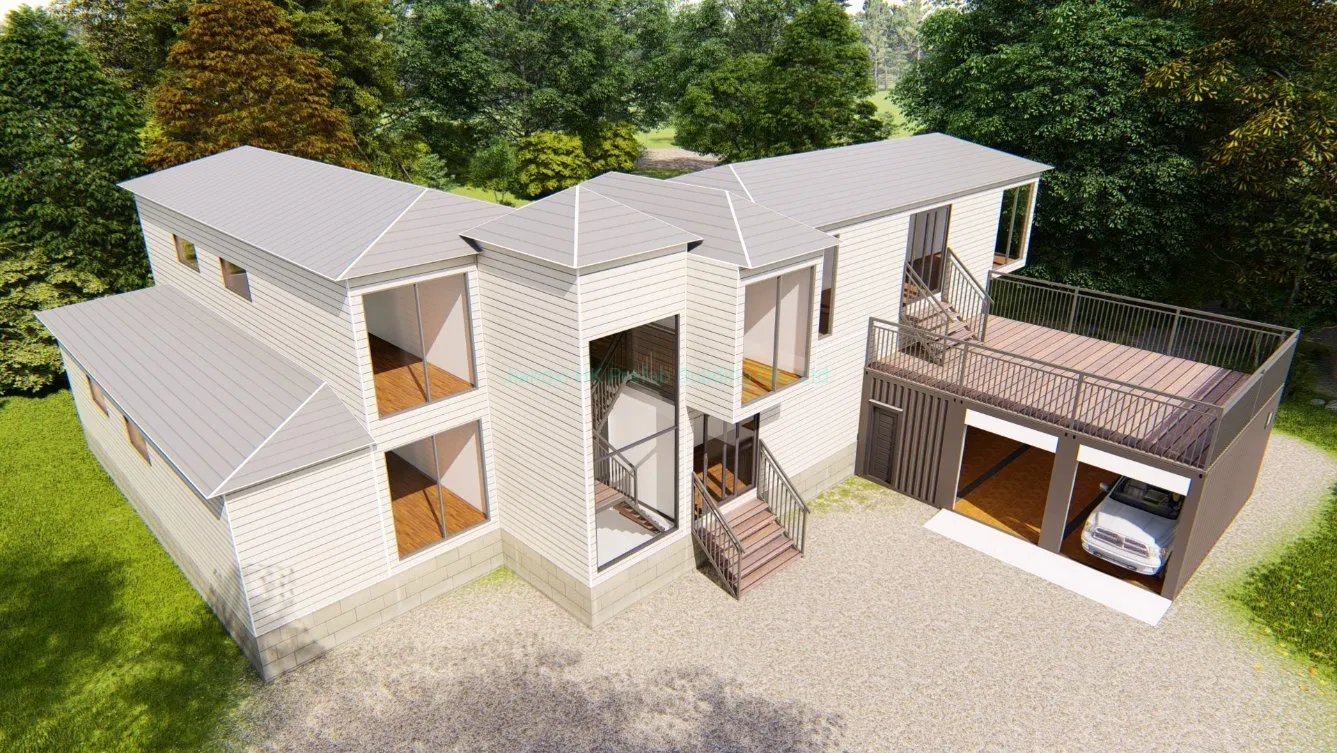 Luxury Modular Modern Prefab Prefabricated Shipping Container House with Garage.