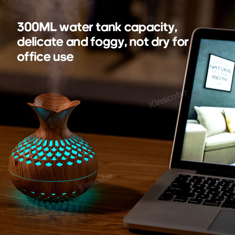 7 Color LED Night Light USB Wood Grain Ultrasonic Humidifier for Home