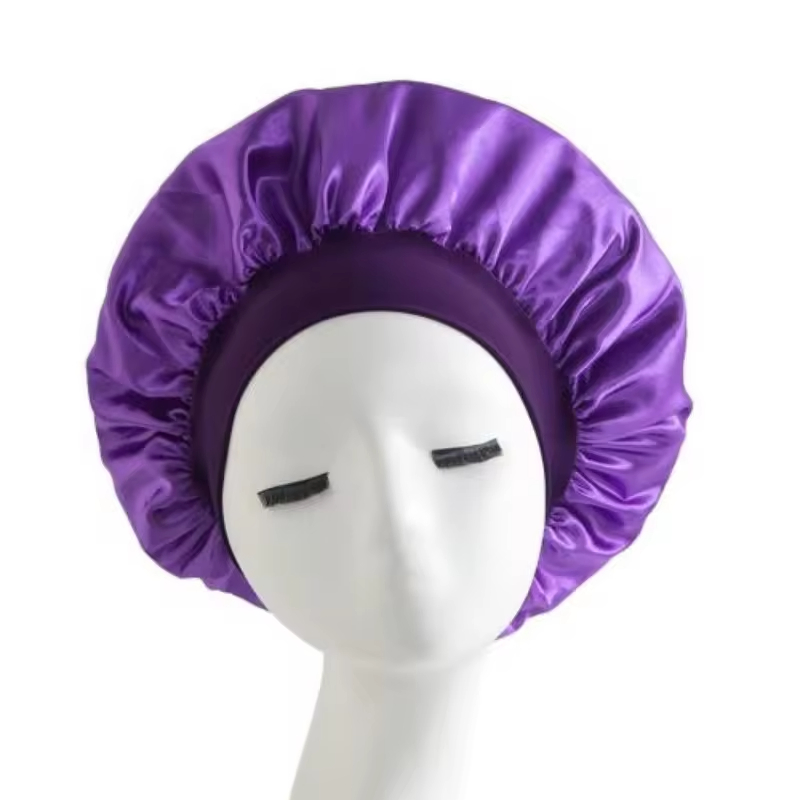 Hot Selling Simulated Silk Solid Color Bath Caplightweight Soft Elastic Shower Cap