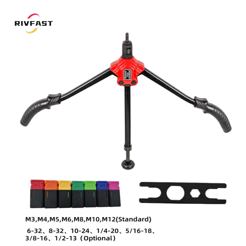 Thread Nuts Hand Tool Heavy Duty Hand Riveter Kit with Interchangeable Mandrels and Nosepieces Bt610