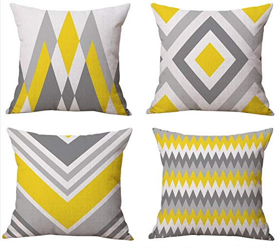 Linen Cushion with Geometrical Design for Home