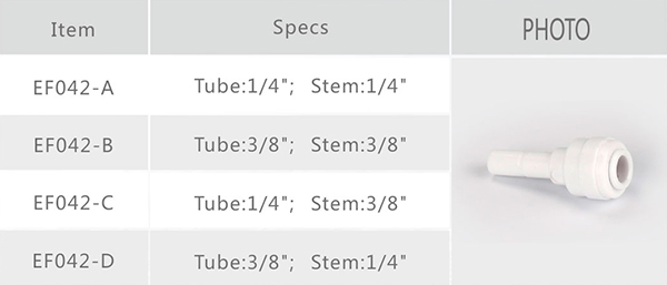 Eco-Friendly Stem/Plug in Elbow Adapter with Recyclable Material for RO Purification Systems