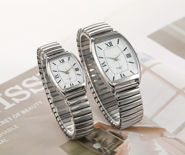 Simple Classical Tonneau-Shaped Lovers Quartz Wrist Watches