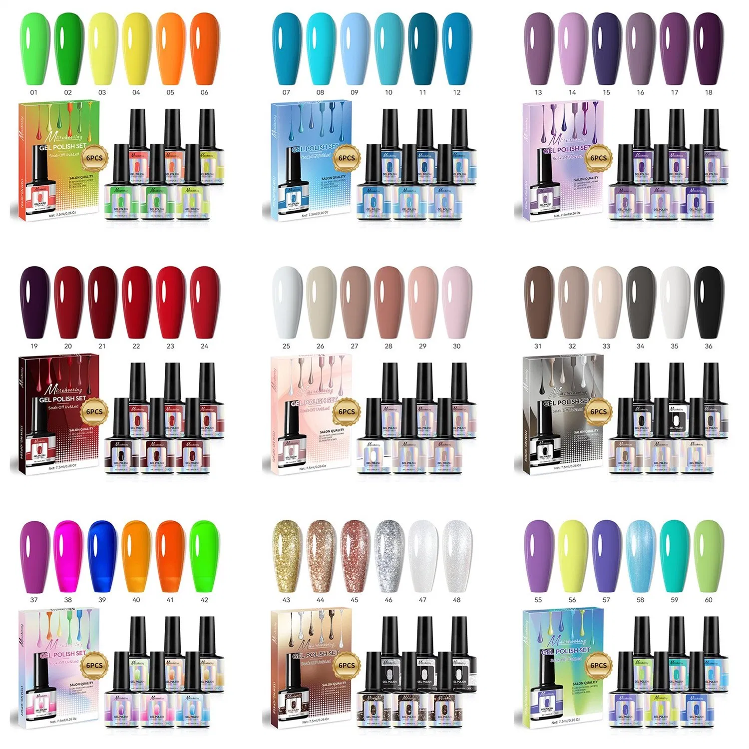 New 6 Color Set Seasonal Solid Color Series Popular Color Set Phototherapy Gel Set Nail Polish Gel Set