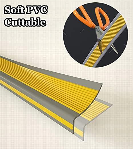 PVC Stair Edge Non-Slip Strip, Stair Edge Protector, Self Adhesive Stair Edge Non-Slip Traction Treads