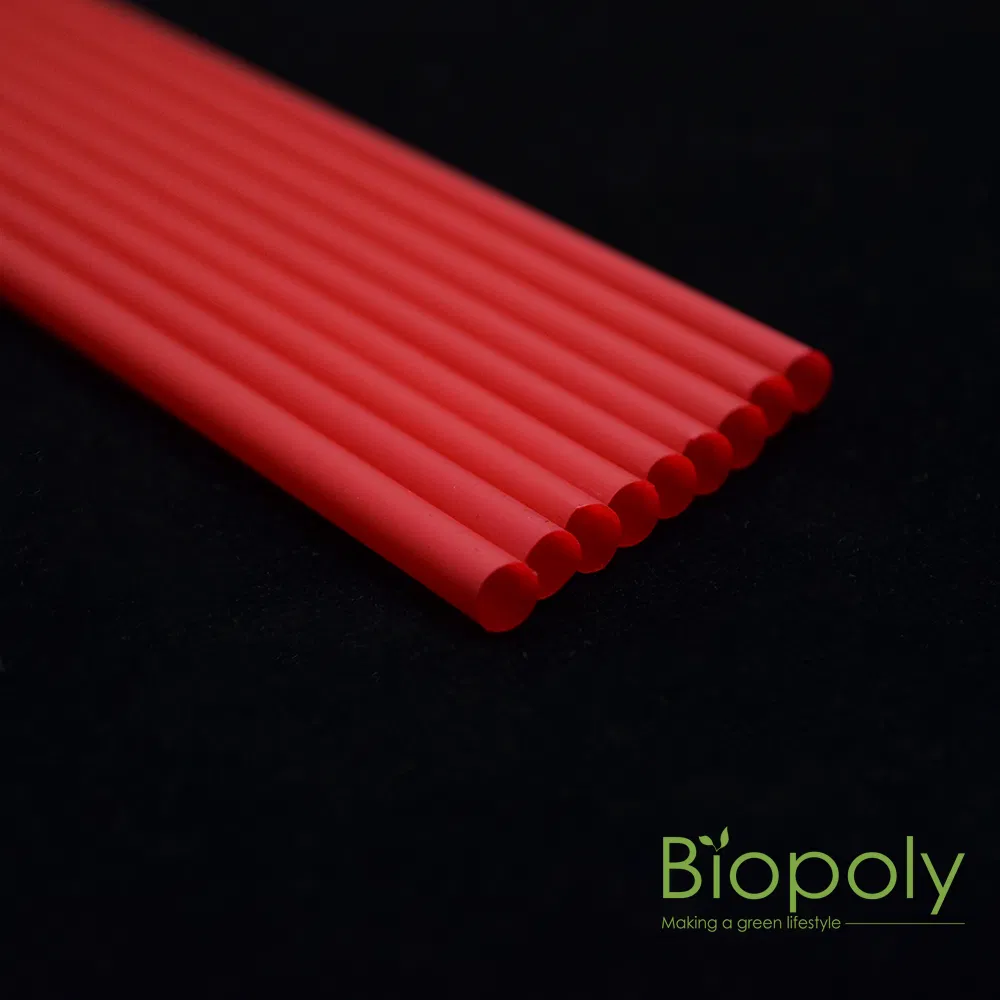 Solid Color Long PLA Biodegradable Eco Friendly Disposable Deep Red Straw for Drinks