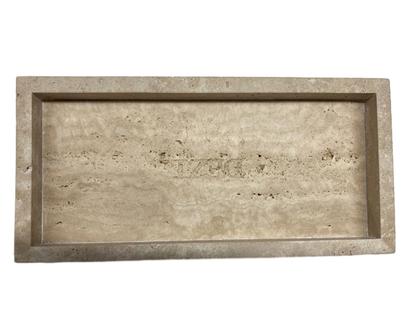 Natural Beige Travertine Marble Tray Luxury Vanity Organizer Decorative Serving Tray