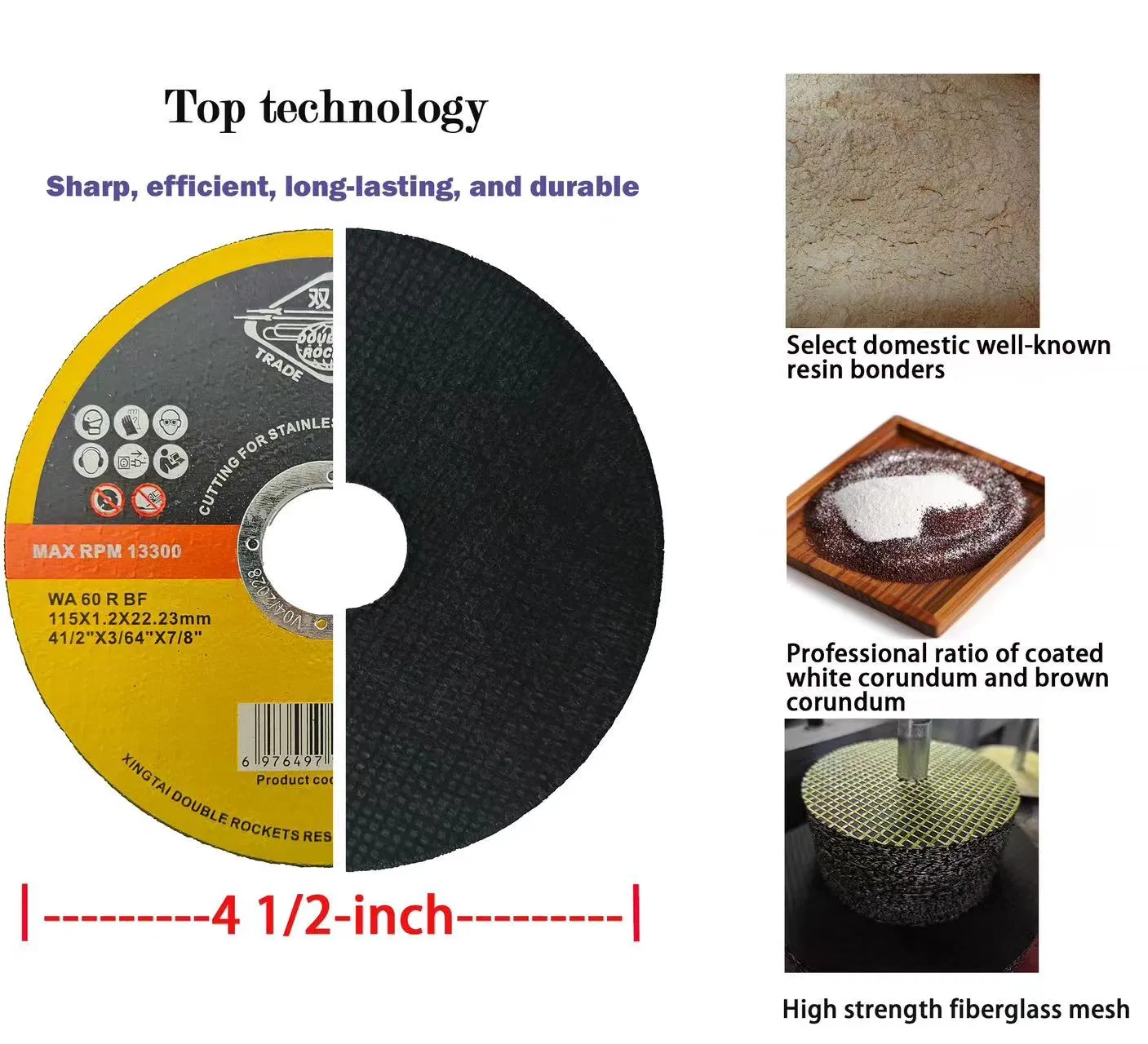 Sharp and Durable 4.5" Inch 115mm Cutting Disc for Metal Stainless Steel Inox Iron Abrasive Grinding Wheel Factory Angle Grinder Cut off Tool