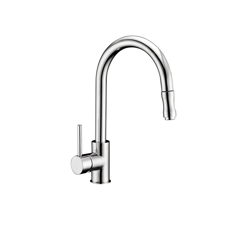Single Lever Water Tap Swivel Spout Brass Pull out Kitchen Faucet
