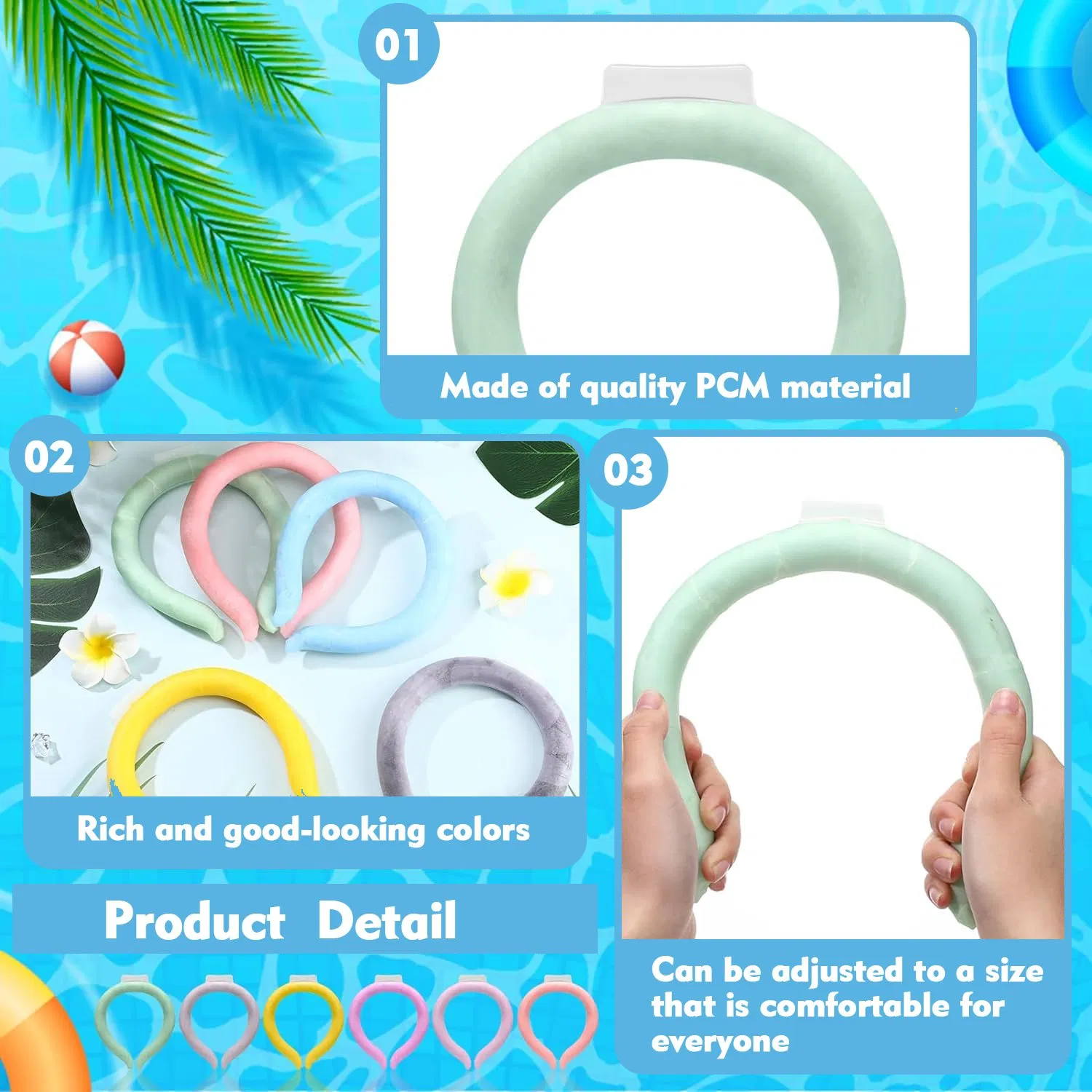 Hot Sale Wearable Neck Cooling Tube Gel Cold Ice Ring Portable Neck Cooler