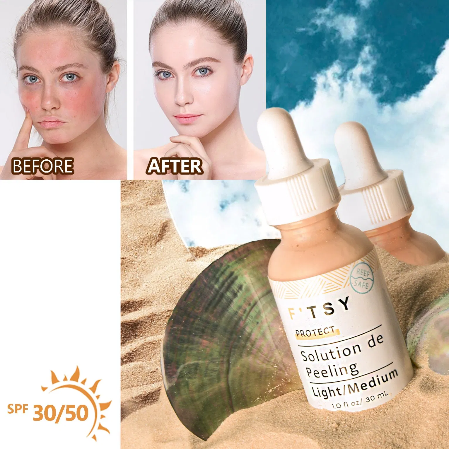 Factory Price Face Care SPF50 Hydrating Tinted Sunscreen Serum
