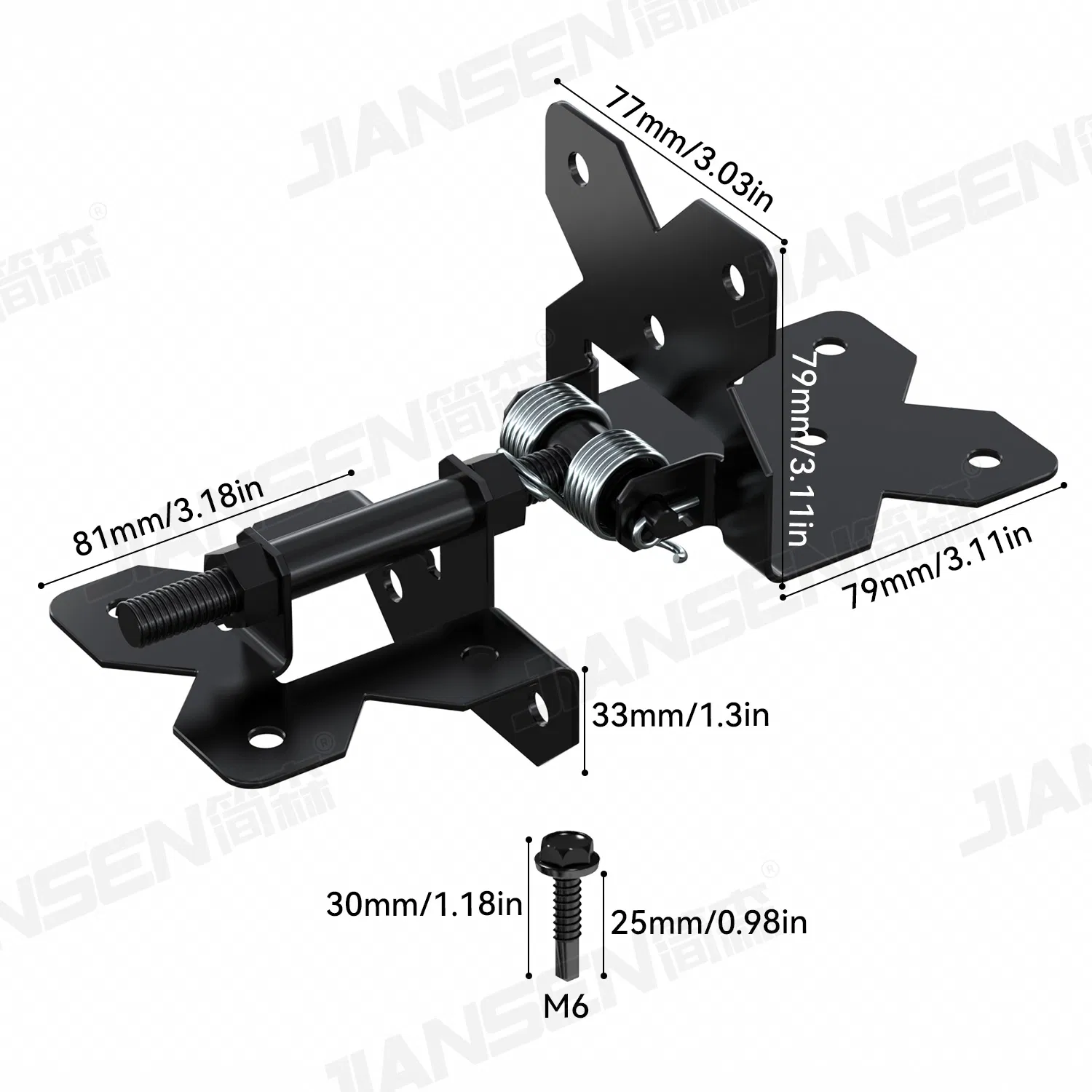 Heavy Duty PVC Vinyl Wood Fence Gate Hinges Iron Self-Closing Gate Latch Adjuster PVC Fence Gate Hinge for Wooden Vinyl PVC Fences Hinges