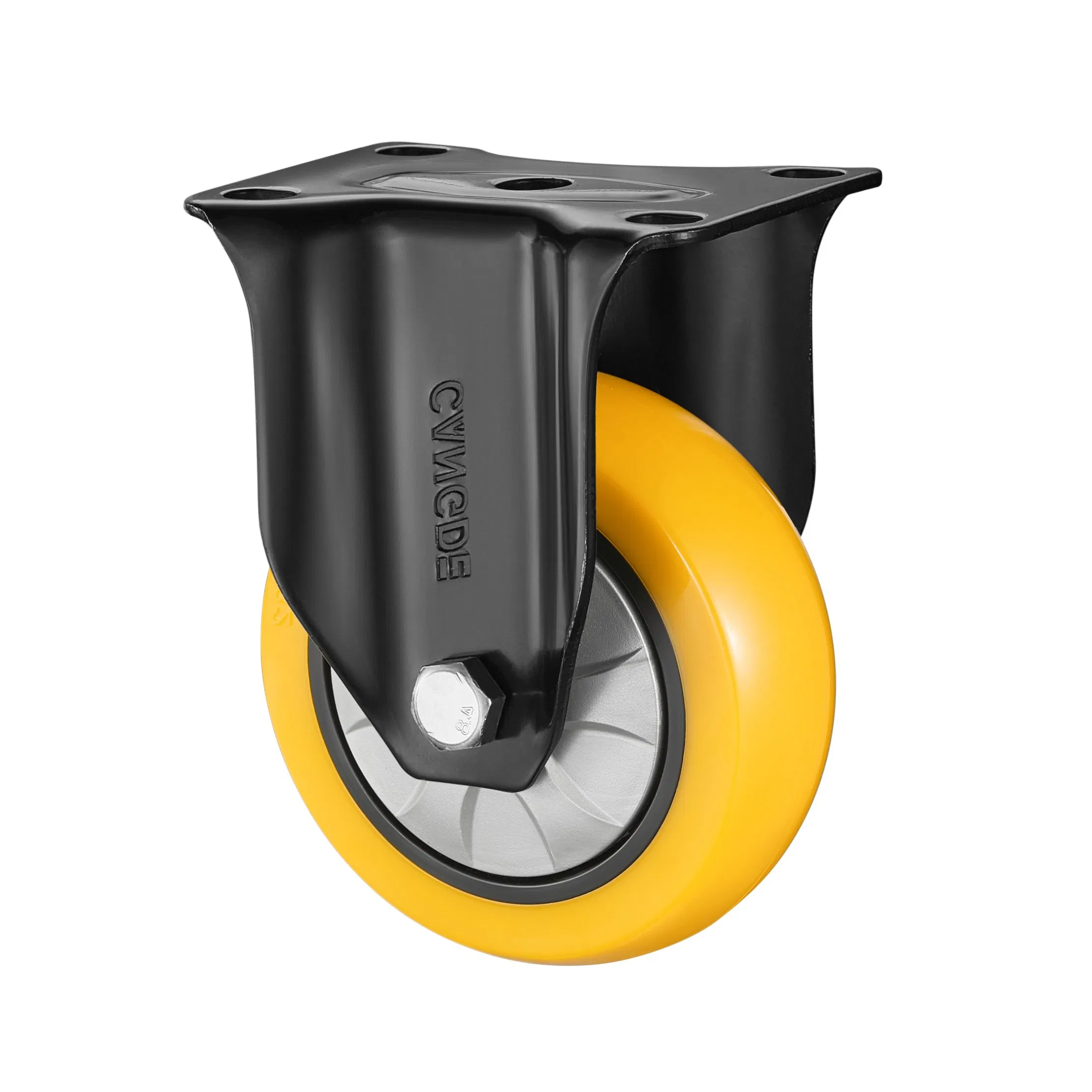 Yellow PU Wheel Swivel Caster with Threaded Stem for Easy Installation