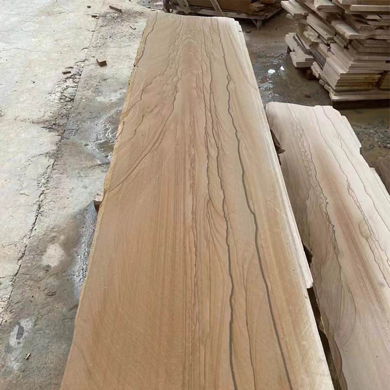 Yunnan Yellow Wooden Vien Sandstone Slab Flooring Wall Tile for Villa Sinotopstone