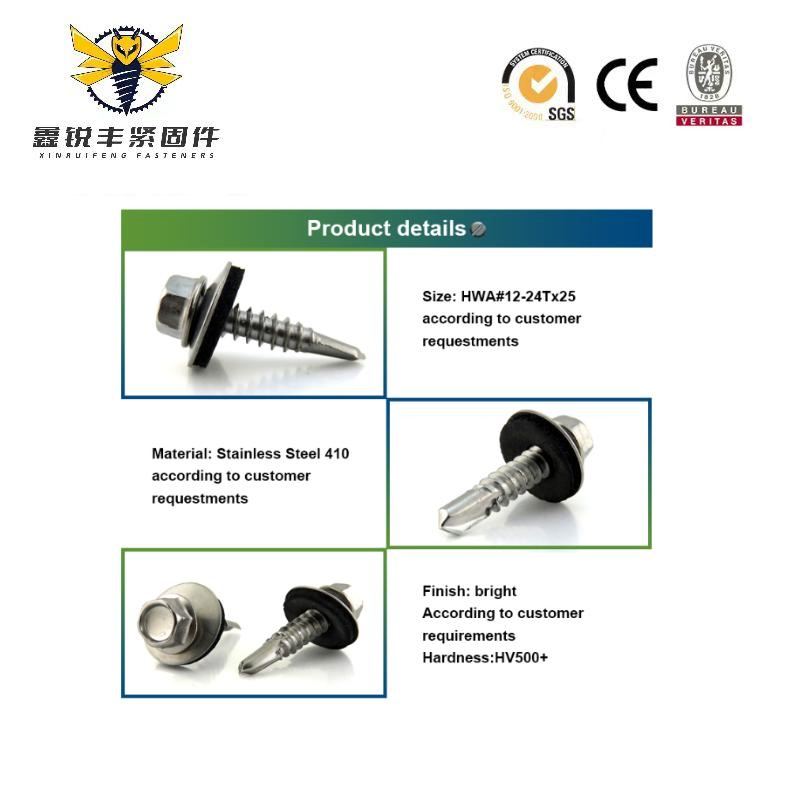 China Manufacturers Stainless Steel Hex Head Patta Self Drilling Sheet Metal Roofing Screw with Rubber Washer
