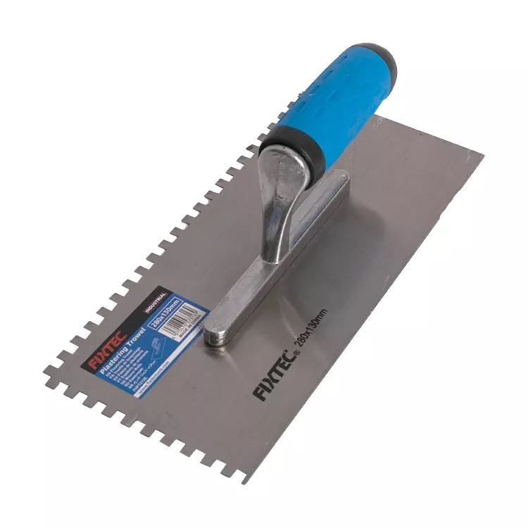 Fixtec 130mm Plastering Notched Tile Trowel with High Quality Stainless Steel Blade Plastic Handle Concrete Trowel