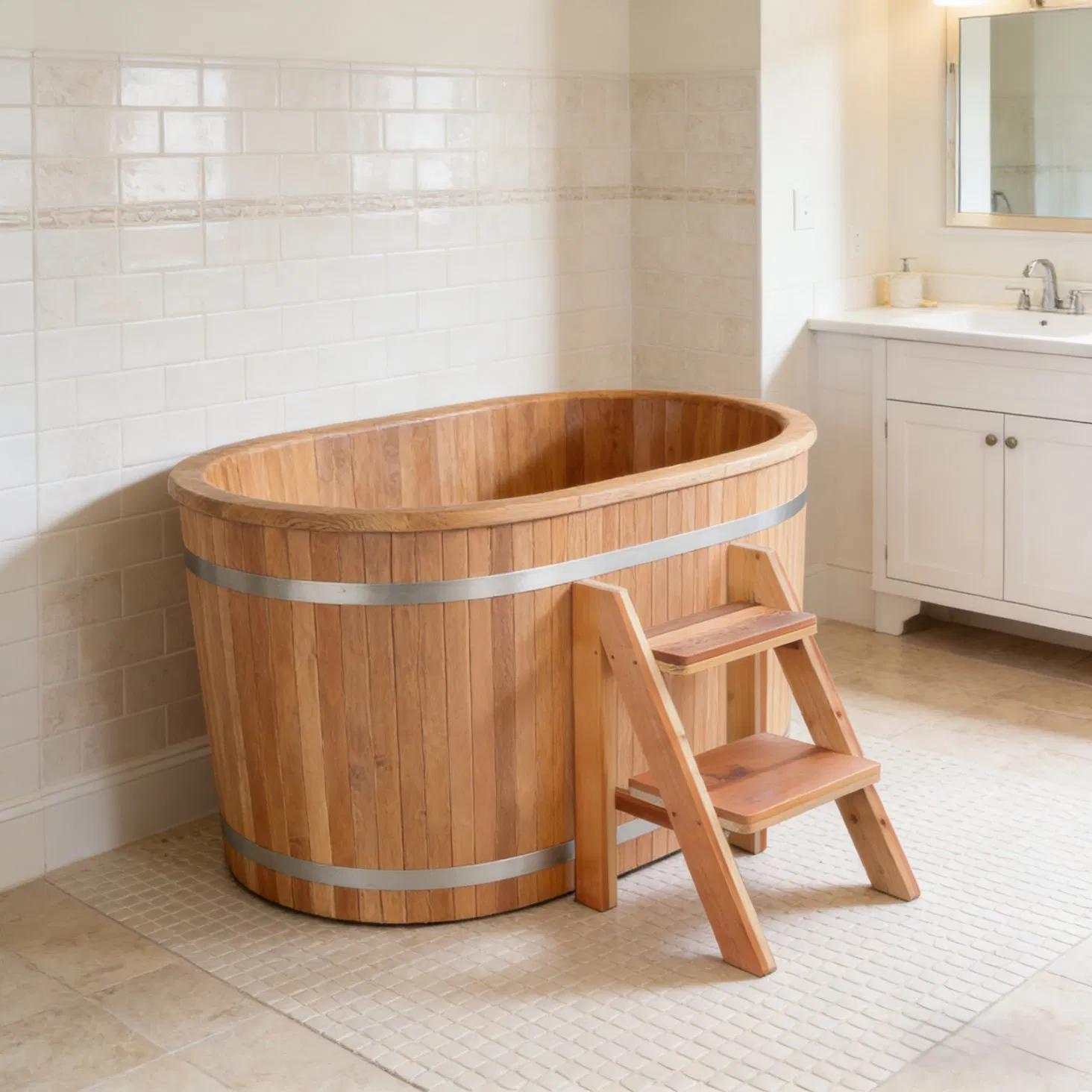 Премиум ледяная ванна из нержавеющей стали и дерева