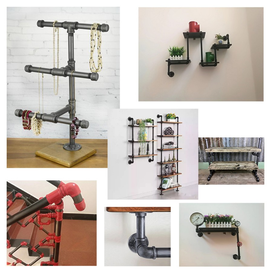 Black Nipple 3/4" with Thread on Both Ends for Industrial Bookshelf