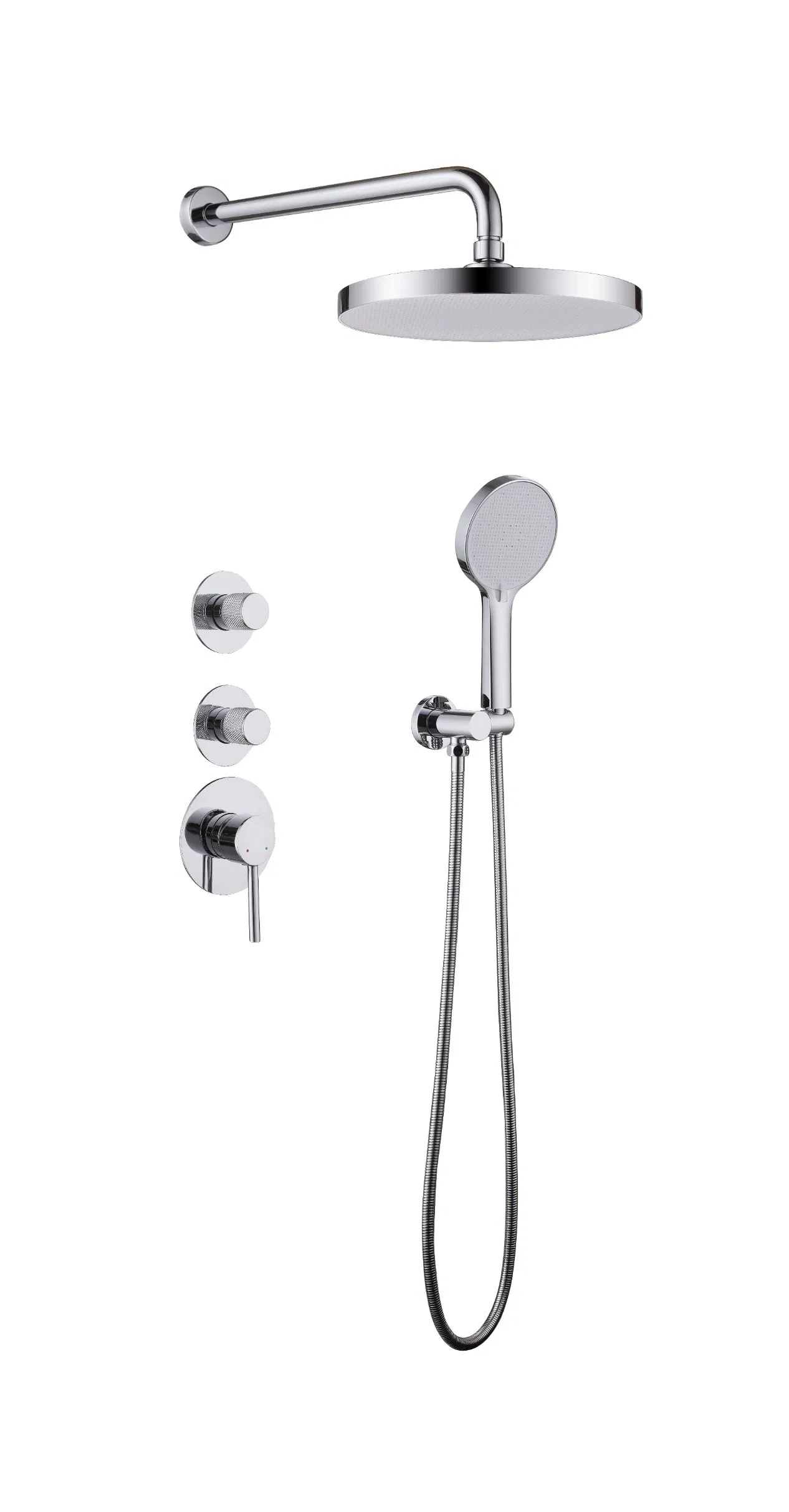 Stainless Steel Bathroom Shower Set with Trim Kit and Rain Head Complete