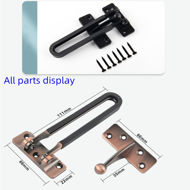 Zinc Alloy Anti-Theft Clasp Deduction with Silicone Rubber for Hotel Safety Door Hardware Security Chain Door