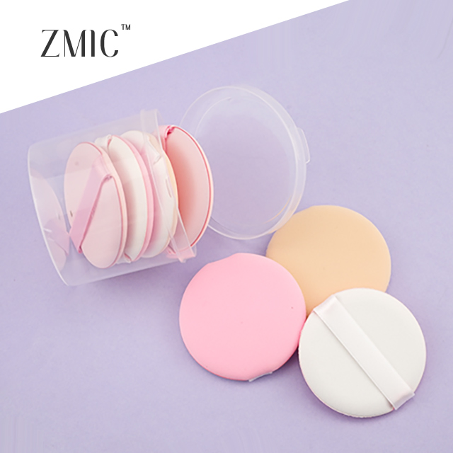 Round Empty Plastic Container for Makeup Powder Puff or Cosmetic Cotton Pads Storage