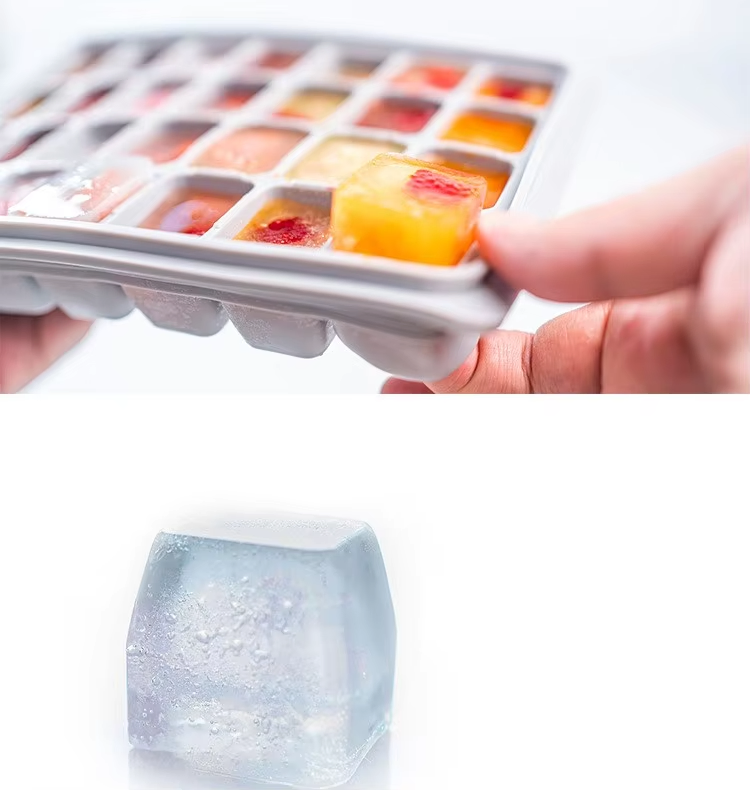 Versatile Ice Cube Molds with Durable Spill-Resistant Removable Lid Silicone Ice Molds